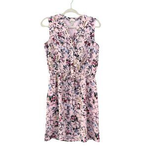 Catherine Malamdrino Size Small Floral Dress Tie Waist Pockets Cottagecore Fairy